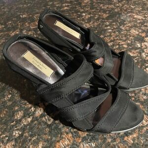 Simply Vera Vera Wang Black Strappy Wedge Heels Women's‎ 9M